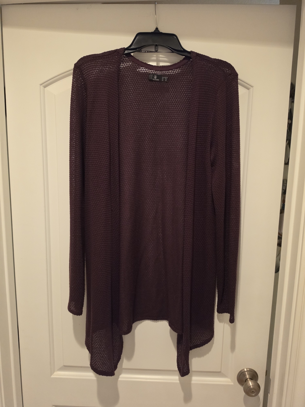 Volcom Open-Front Burgundy Knit Cardigan